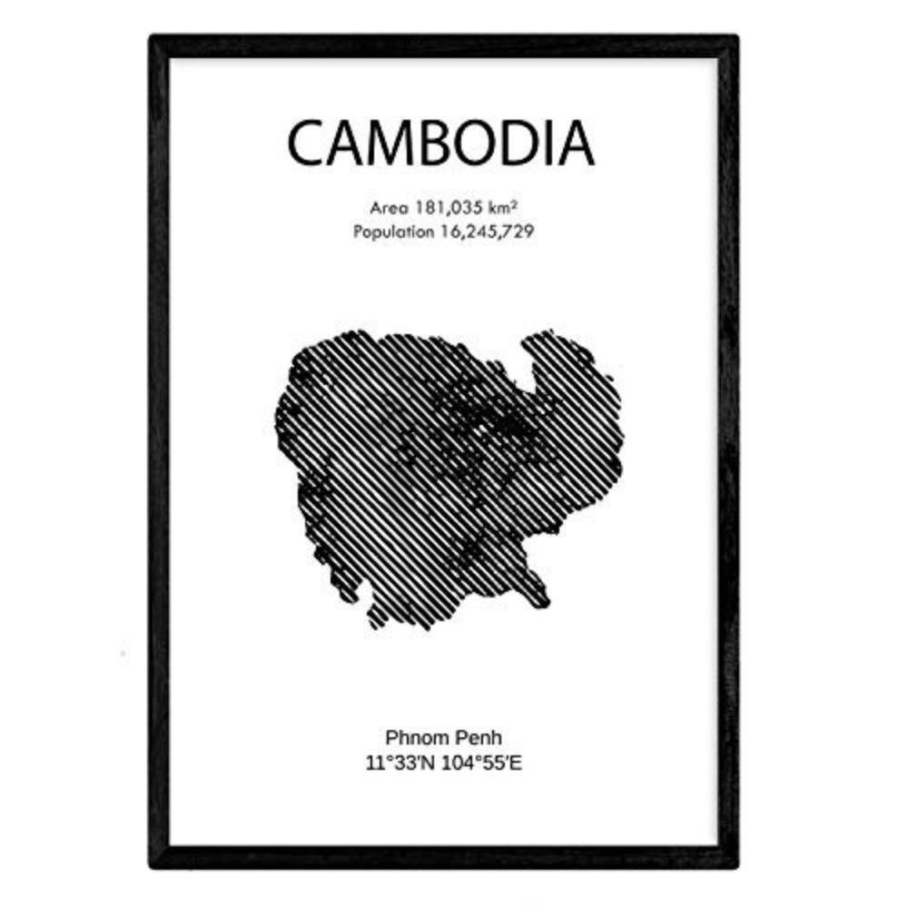 POSTER Länder & Kontinente Kambodscha A4 Rahmenlos - Klar, Papier (29.7/5/21cm) - Nacnic