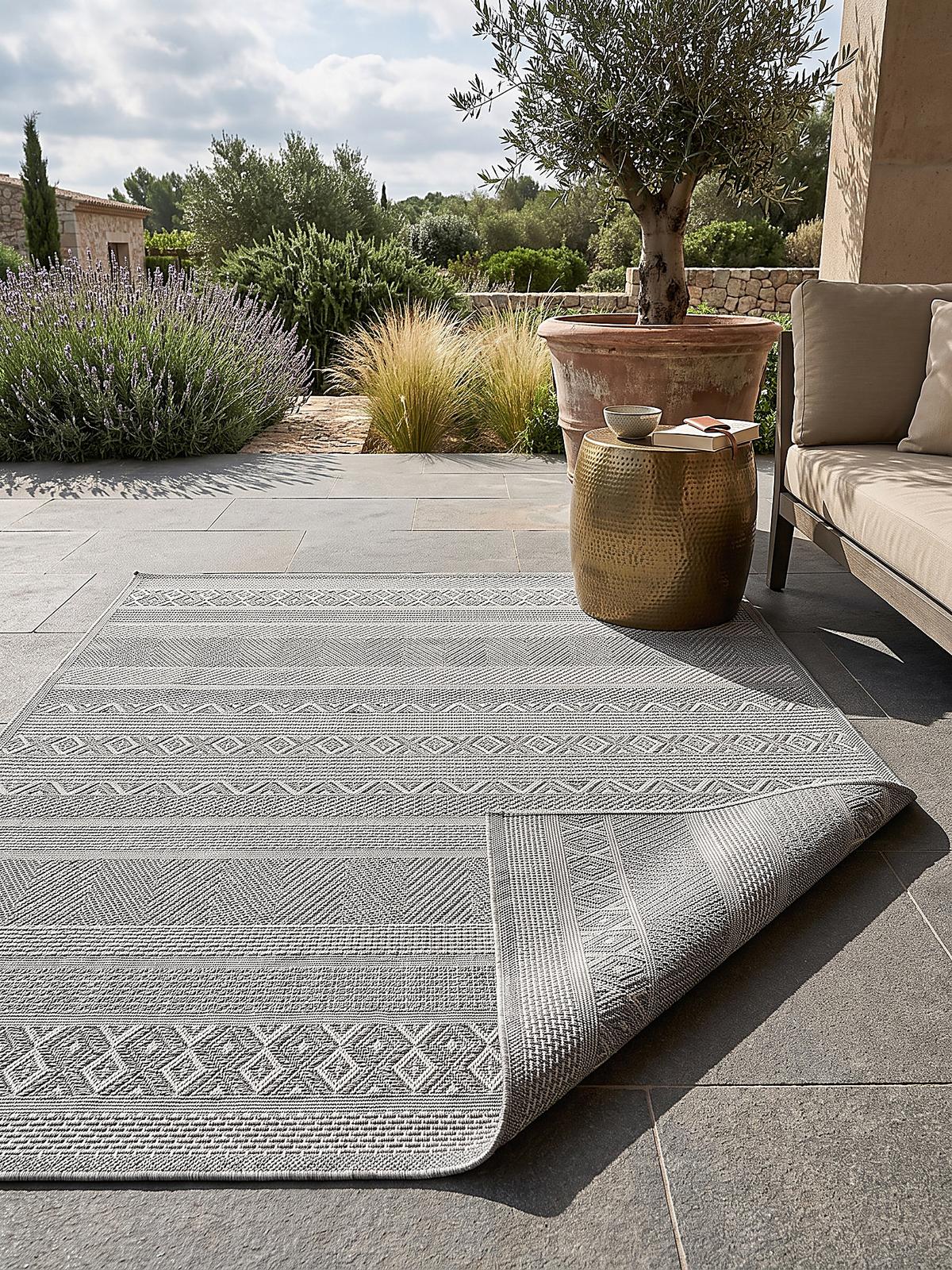 TEPPICH Flachgewebe ESERA Gestreift Polypropylen Grau 200 x 280 cm - Grau, Textil (200/280cm) - KADIMA DESIGN