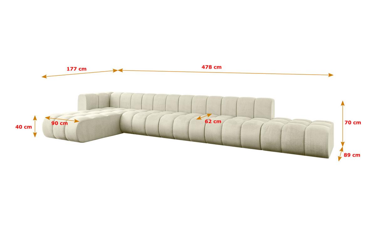 ECKSOFA modulares Sofa Zuvon-L3 - 478x177x70 cm Beige - Beige, Holzwerkstoff/Textil (478/177cm) - ALTDECOR