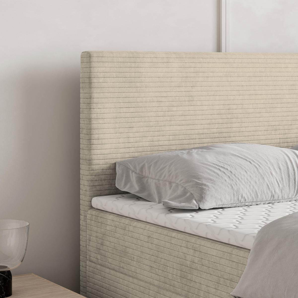 BOXBETT NIRA 180x200 cm mit Matratze und Topper - Creme - Creme, Holz (180/200cm) - MASSENO