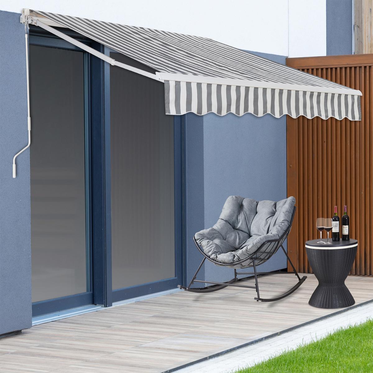GELENKARMMARKISE Bitonto - Weiß/Grau, Textil/Metall (250/200cm) - [en.casa]