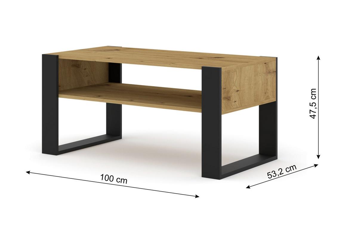 COUCHTISCH Artisan, Schwarz 100/47,5/50 - Schwarz, Holzwerkstoff (50/100/48cm) - RAUMHIRSCH FURNITURE