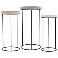 BEISTELLTISCH 3er Set Rund Schwarz, Grau, Weiß, Gelb Texon - Schwarz, Metall (36/36/42cm) - Beliani
