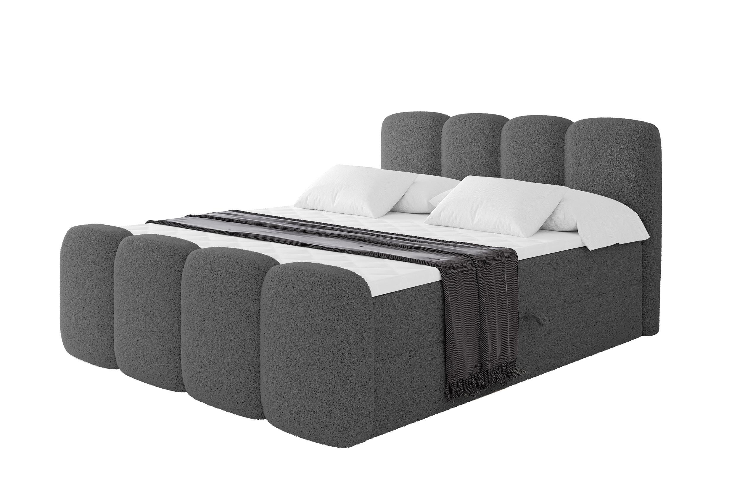 BOXBETT mit Matratze H4 - NINA-Z - 120x200 cm Grau - Titanfarben, Holzwerkstoff (120/200cm) - ALTDECOR