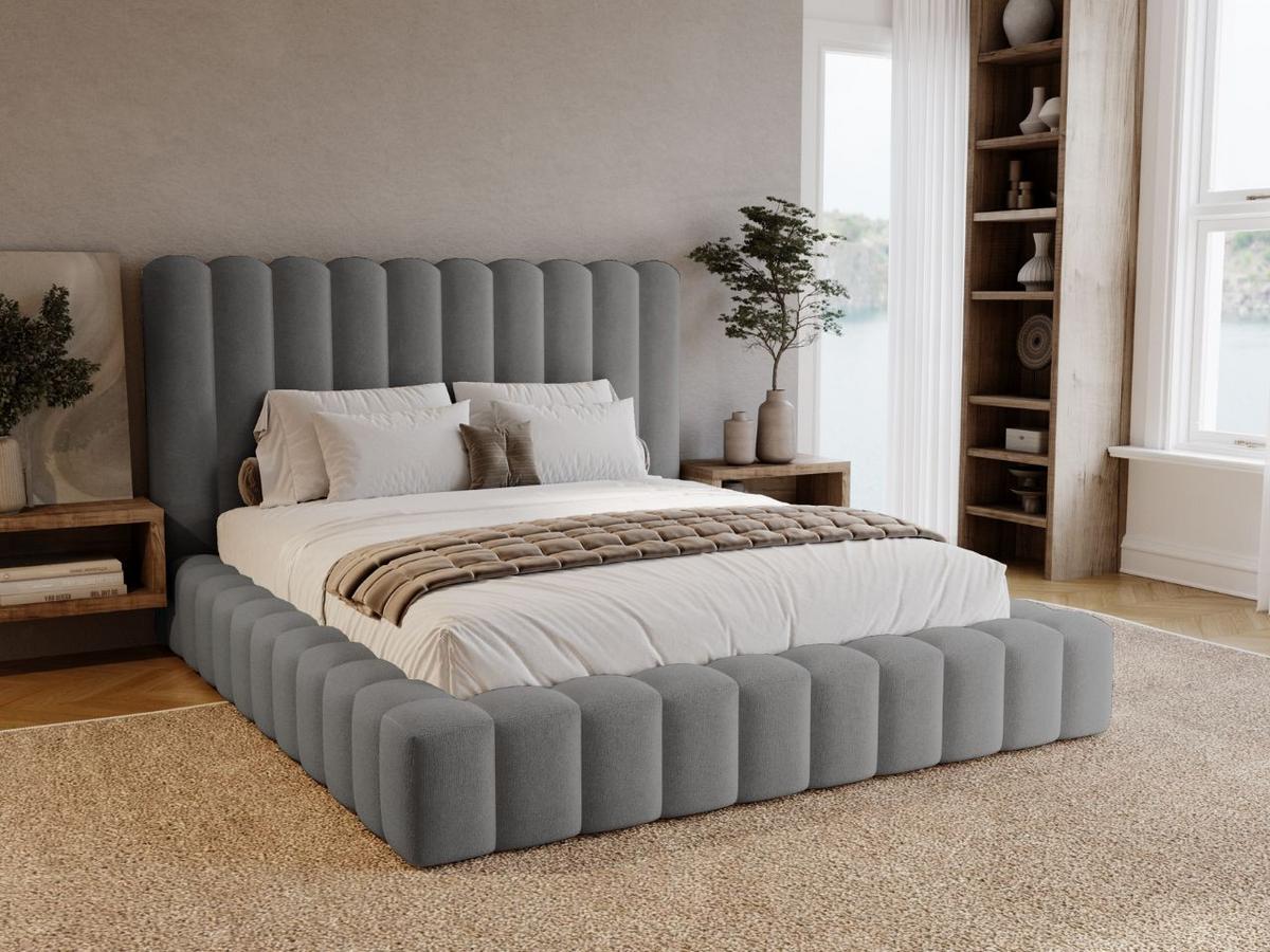 POLSTERBETT Rotto 180x200 Grau - Naturfarben/Grau, Holz/Kunststoff (180/200cm) - Graingold