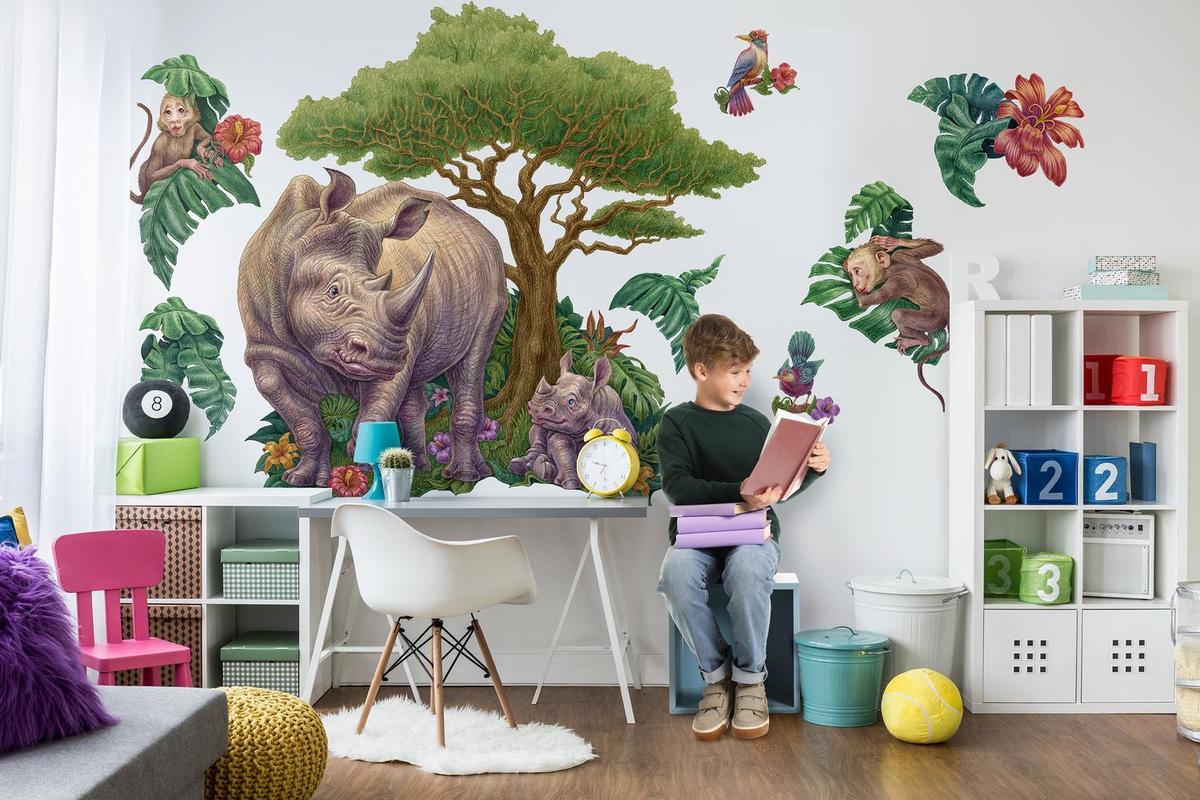 WANDAUFKLEBER 60x65cm - Zeichentrick-Wildtiere - Multicolor, Kunststoff (60/65/0.1cm) - Wallfluent