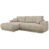 ECKSCHLAFSOFA RINA L Beige Velvet - links - Beige/Schwarz, Kunststoff/Textil (266/172cm) - MKS