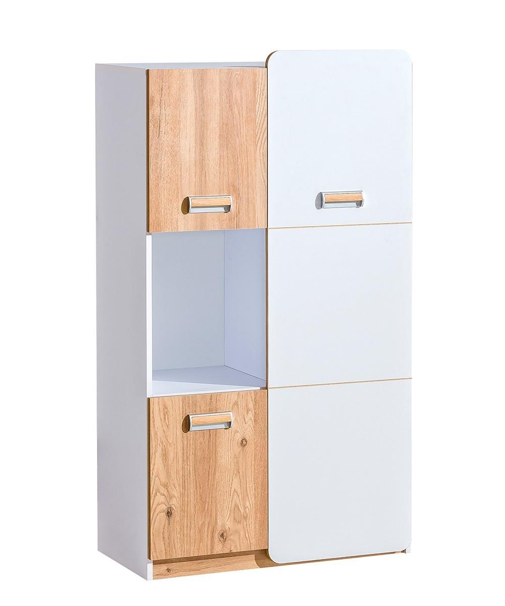 DREHTÜRENSCHRANK MANTI 80/144/40cm 3-türig Weiß - Eichefarben/Weiß, Holzwerkstoff (80/144/40cm) - MASSENO