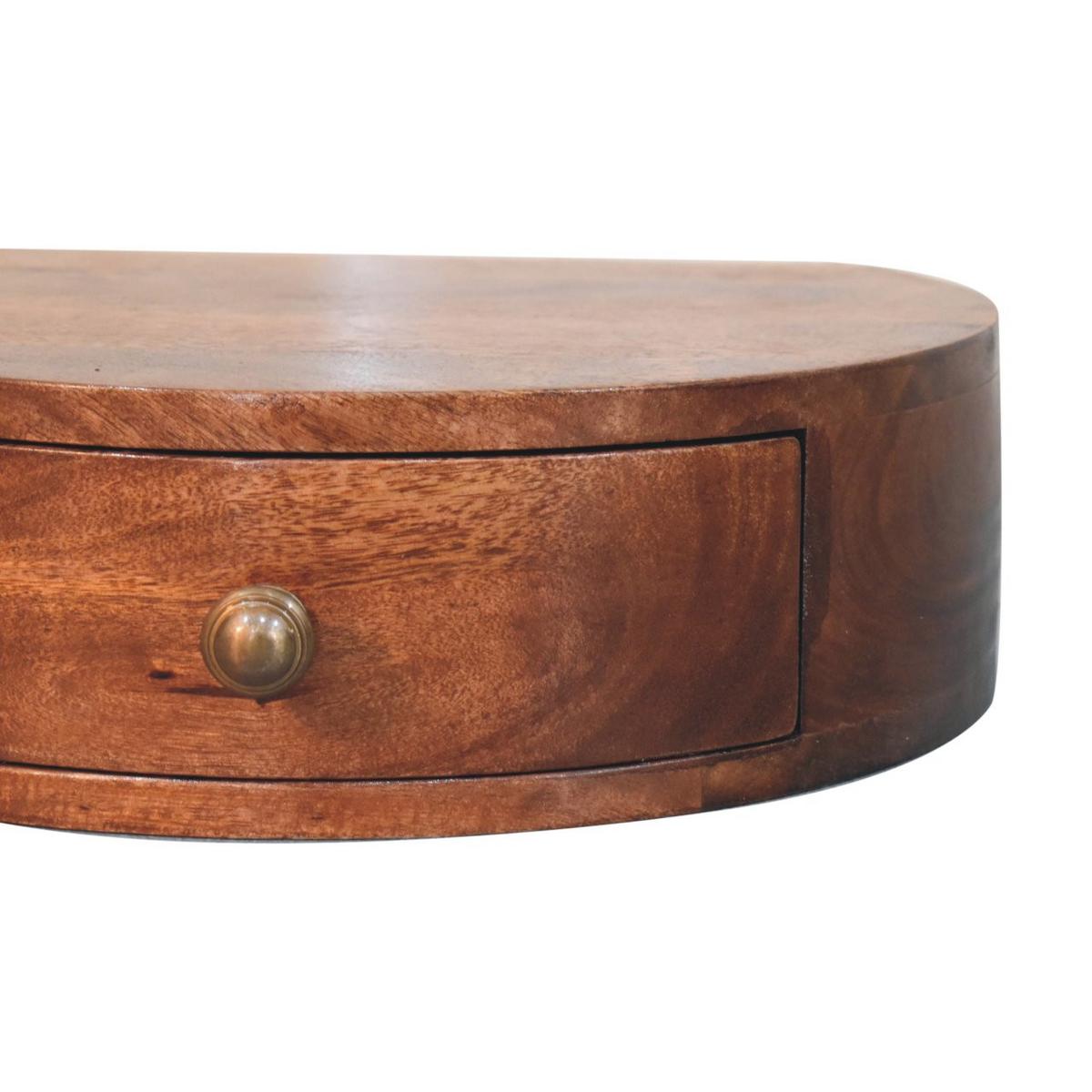 NACHTKASTEN Honigkaramell Wandmontiert Abgerundet, 1 Schublade, Dunkelbraun - Dunkelbraun/Messingfarben, Holz/Metall (40/11/31cm) - Artisan Furniture