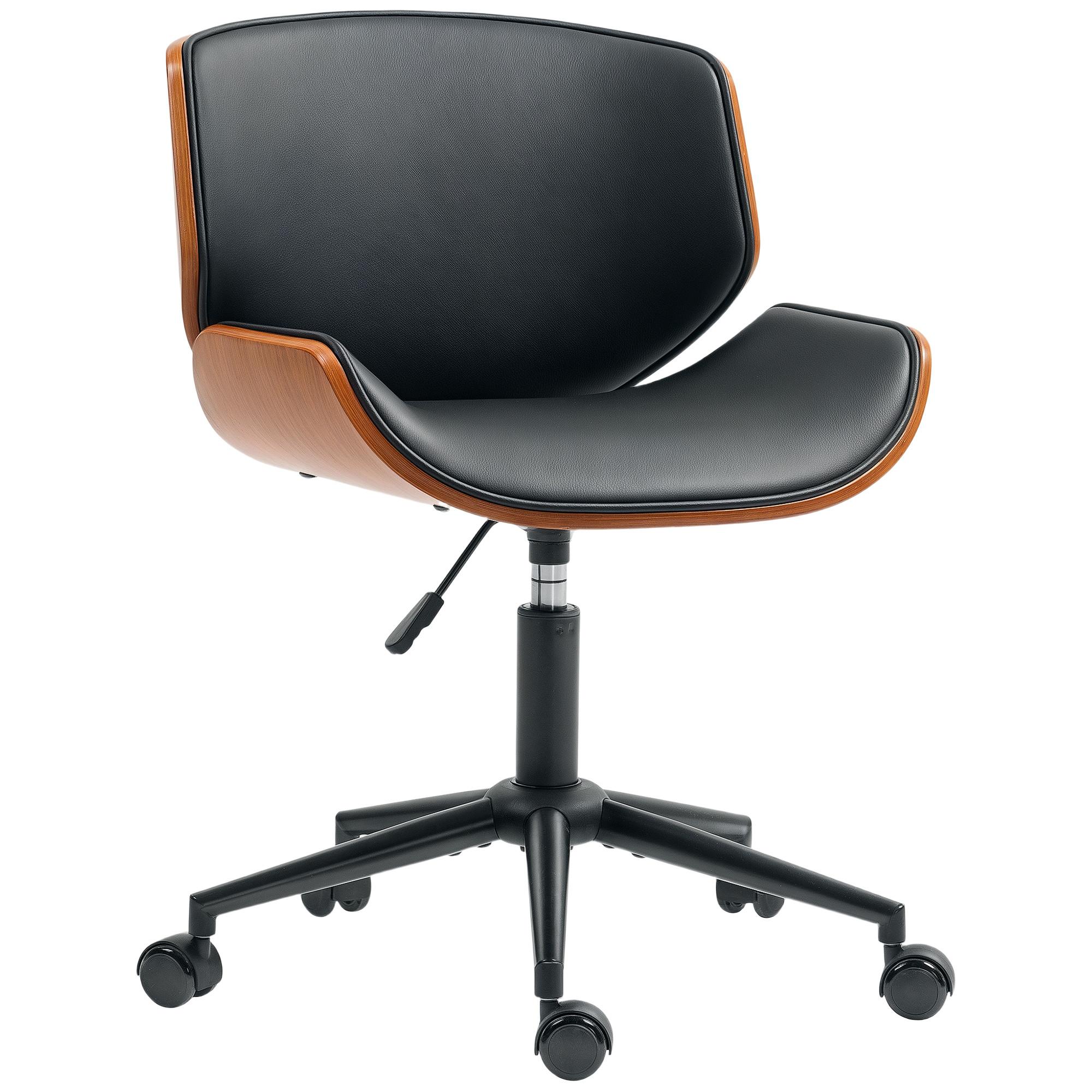 DREHSTUHL Matt Schwarz, Braun - Schwarz, Holz/Kunststoff (52/84/54cm) - HOMCOM