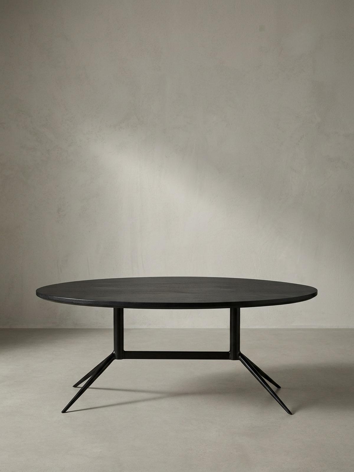 COUCHTISCH Oval in Schwarz aus Mango Massivholz und Metall, 90x50x35 cm mit natürlicher Holzmaserung - Schwarz, Holz/Metall (50/90/35cm) - KADIMA DESIGN