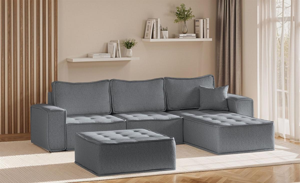 ECKSOFA Sande In Alpine - Anthrazit, Holzwerkstoff/Textil (292/192cm) - Fun Möbel
