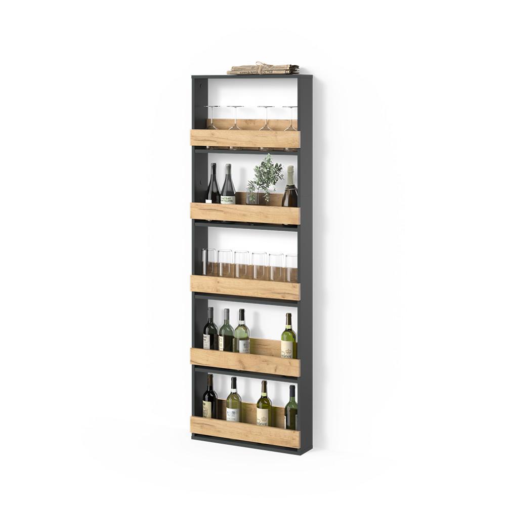 WEINGLASREGAL Regusa Goldkraft Eiche/Anthrazit 60 x 180 cm - Honigeiche/Anthrazit, Holzwerkstoff (60/180/15.1cm) - Livinity®