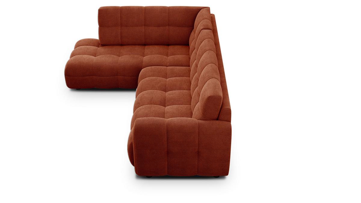 ECKSOFA MELLOW 5-Sitzer, dunkelorange - Dunkelorange/Schwarz, Holz/Textil (283/191cm) - Wozimo