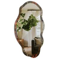 SPIEGEL 90x45 cm asymmetrisch mit Druck - Retro-Ornament - Transparent, Glas (45/90/0.4cm) - TULUP