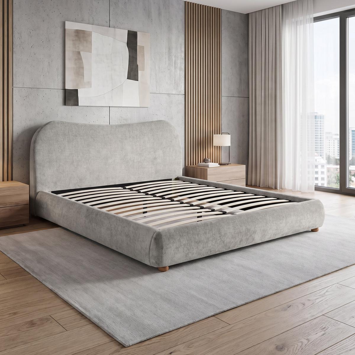 POLSTERBETT Sonho, Doppelbett 160x200 cm ohne Matratze, Chenille-Stoff, Beige - Beige, Textil (160/200cm) - Beautysofa