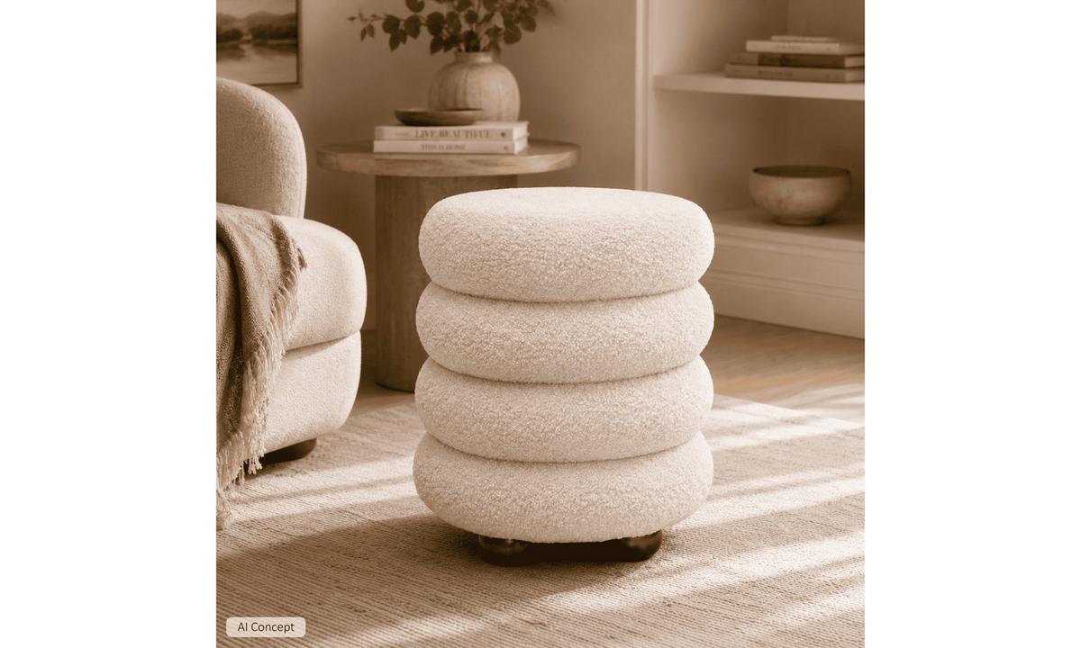 HOCKER NOLLIE 34/34/40 cm Beige - Beige/Braun, Holz/Textil (34/40/34cm) - Lookway