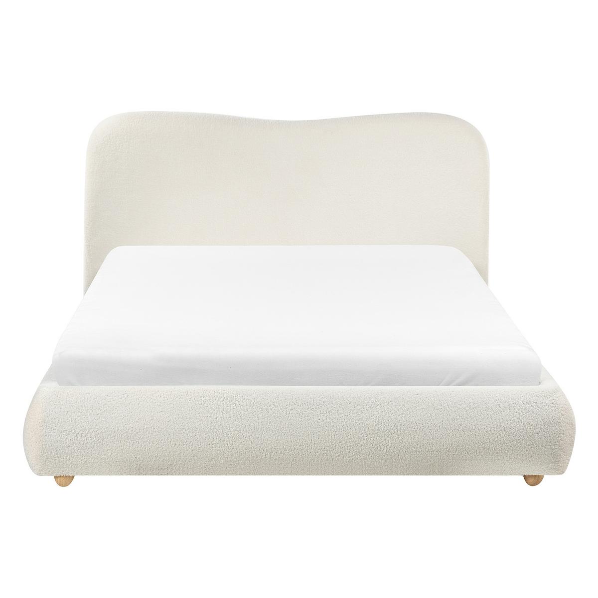 BETT mit Stauraum 140/200 cm Bouclé Cremeweiß Blagnac - Creme, Textil (140/200cm) - Beliani