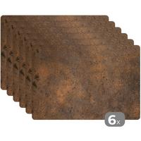 PLATZSETS 6er-Set Rostdruck - Eisen - Braun Tisch Untersetzer-Set 45x30 cm - Rostfarben, Kunststoff (0.3/45/30cm) - MuchoWow