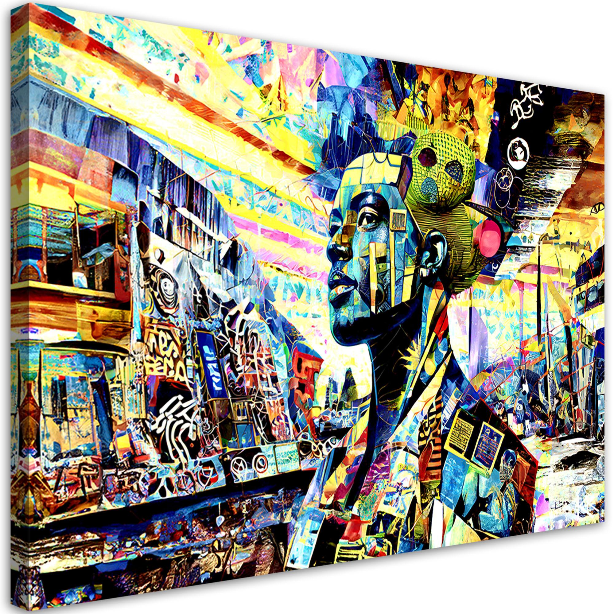 LEINWANDBILD Bunte Frau Abstrakt 120x80cm - Multicolor, Textil (120/80cm) - Feeby