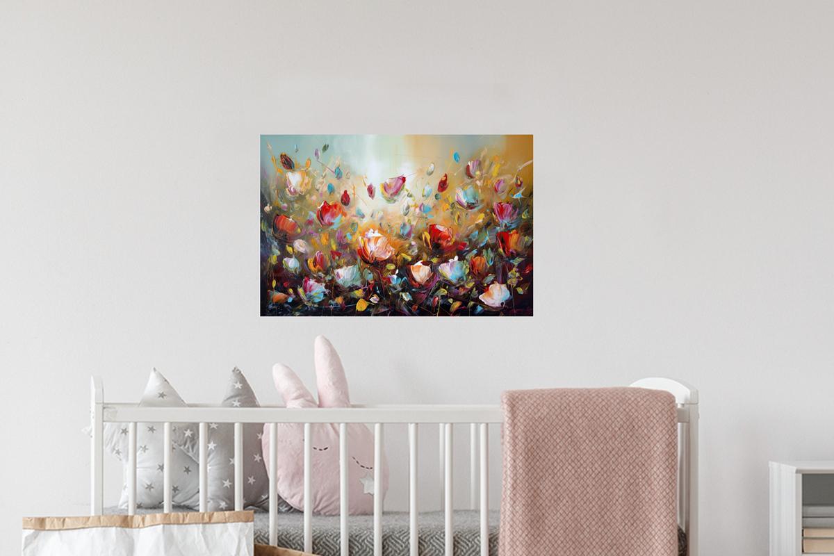 WANDTATTOO Blumen - Kunst - Natur - Ölgemälde Deko Wohnzimmer 60x40 cm - Multicolor, Kunststoff (60/40/0.1cm) - MuchoWow