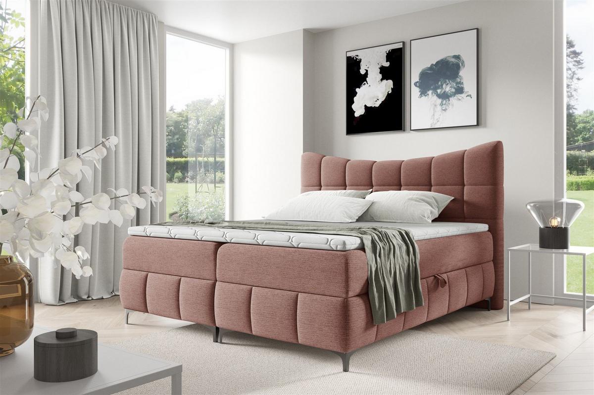 BOXBETT Charles Premi.. In Aragon - Rosa, Holzwerkstoff/Textil (200/200cm) - Fun Möbel
