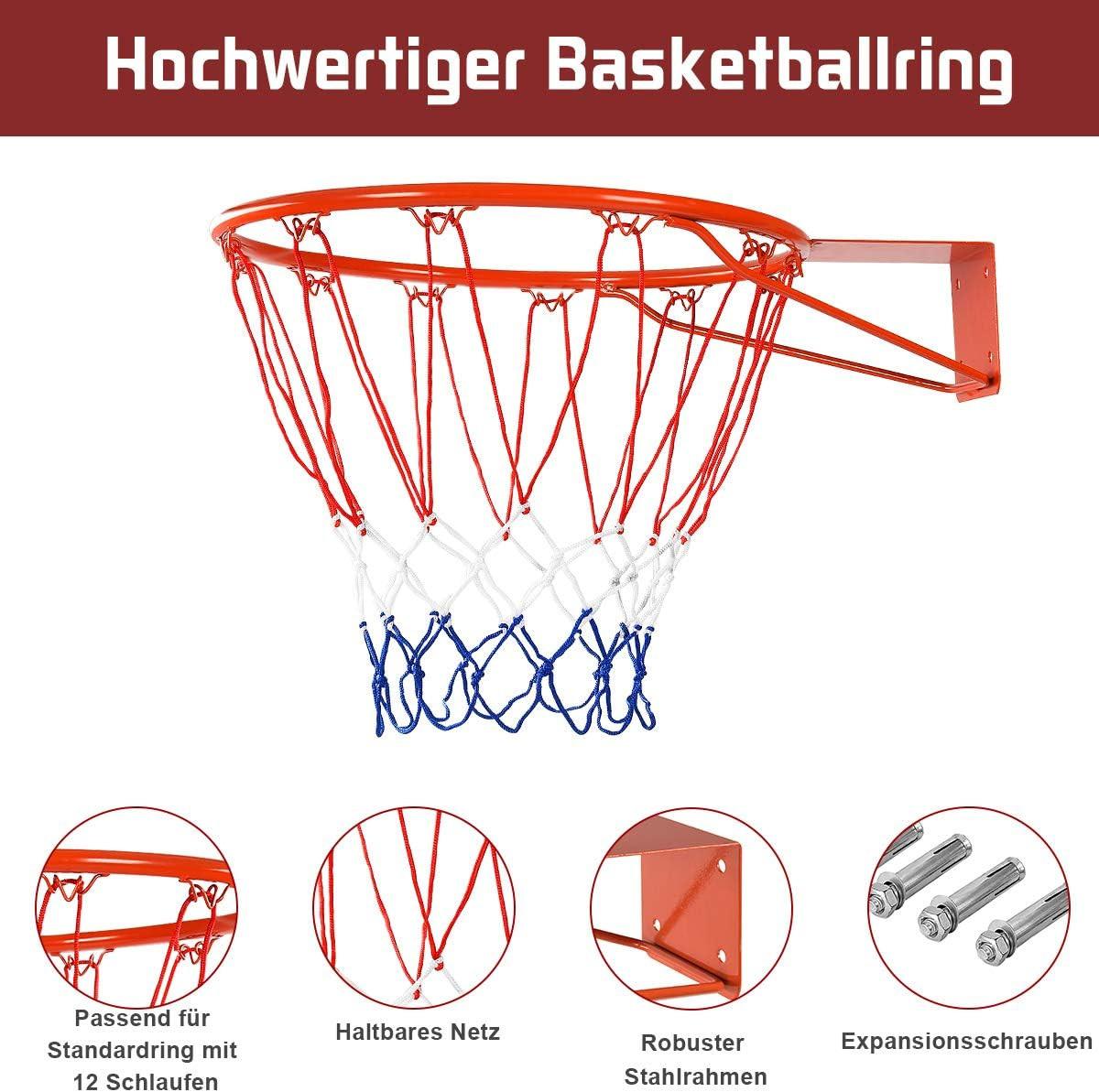 BASKETBALLKORB Rot - Rot, Metall (45/45cm) - COSTWAY