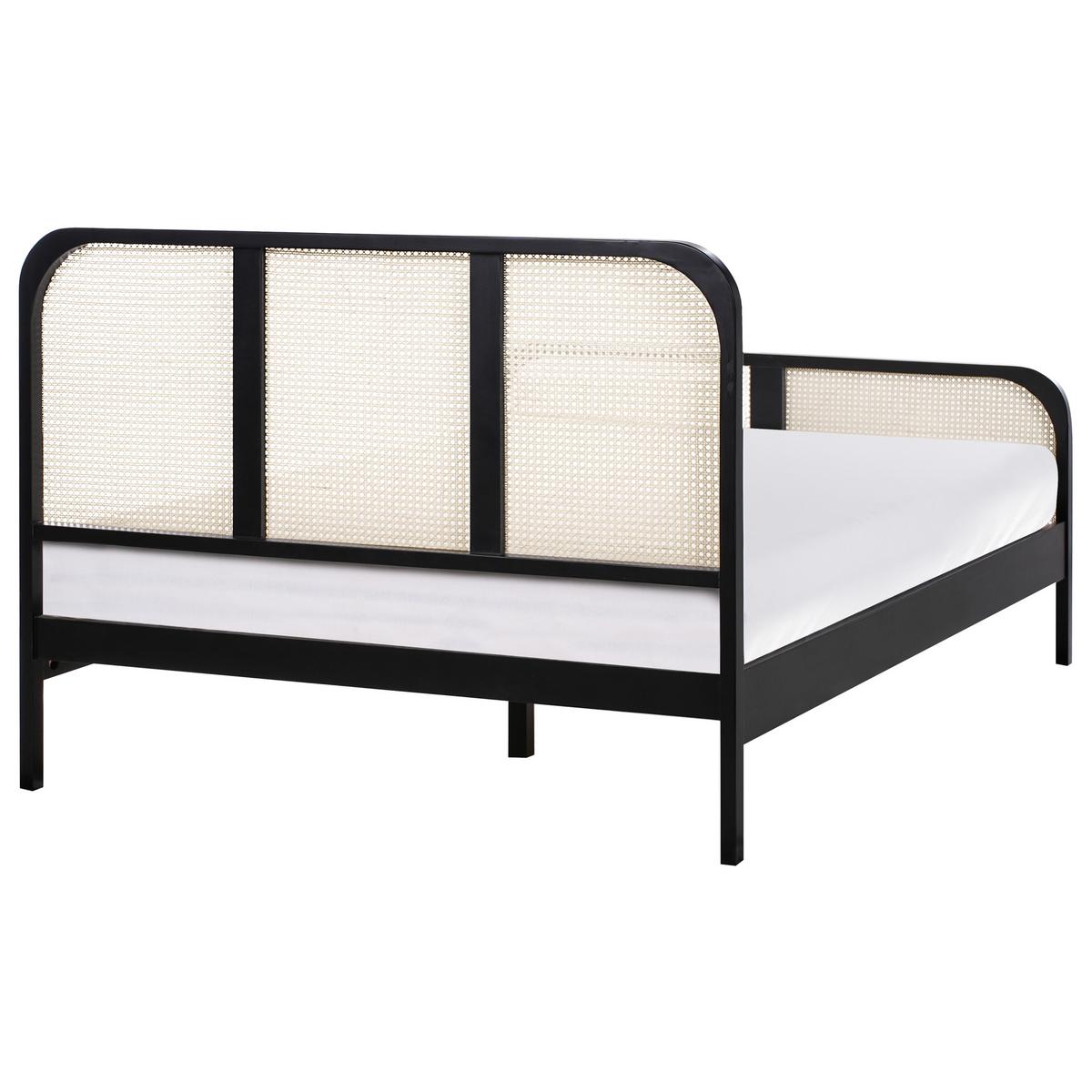 BETT mit Lattenrost 140/200 cm Hellbraun Gonfaron - Hellbraun/Schwarz, Holz (140/200cm) - Beliani