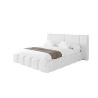 POLSTERBETT mit Bettkasten und Lattenrost, Boxbett ohne Matratze - NILO 200x200 Weiß - Weiß Hochglanz, Holzwerkstoff/Textil (200/200cm) - ALTDECOR
