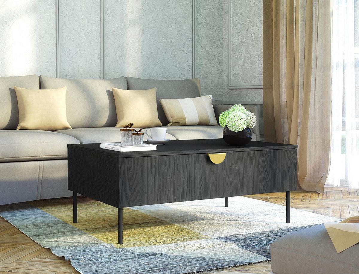 COUCHTISCH Brunelli 1T Dunkelgrau 100/41,6/66 cm - Dunkelgrau/Schwarz, Holzwerkstoff/Metall (66/100/41.6cm) - AX Living