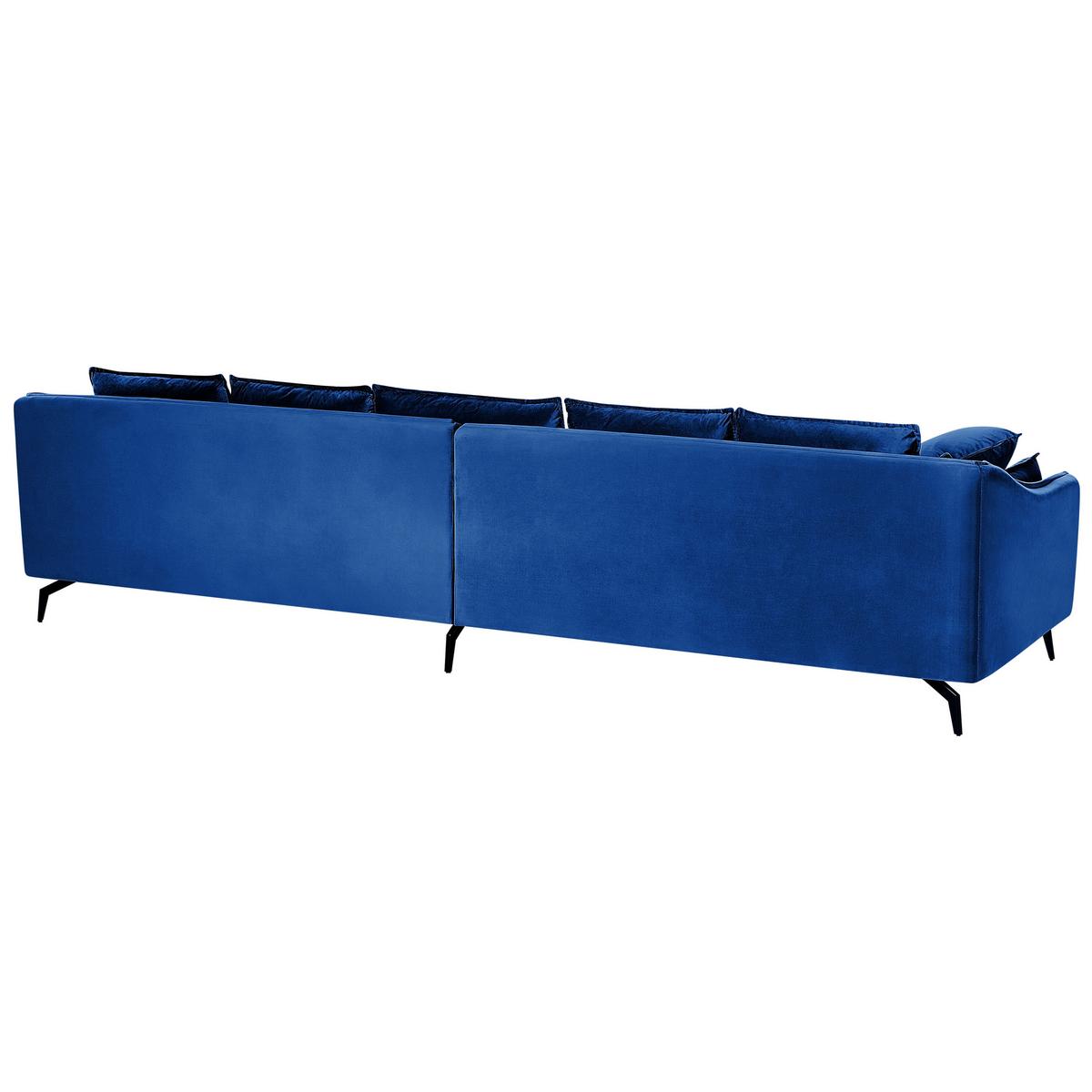 4-SITZER-SOFA Samtstoff Marineblau Aure - Hellblau, Textil (342/77/106cm) - Beliani