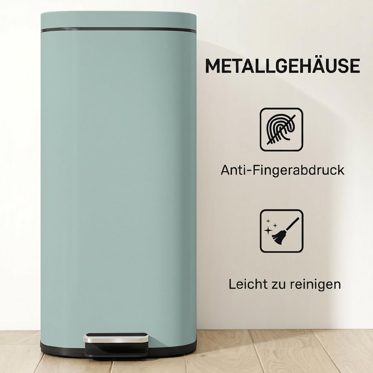 MÜLLEIMER Metall Kunststoff Grün - Grün, Metall (29/59.5/36cm) - HOMCOM
