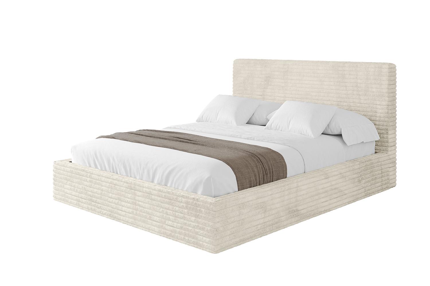 POLSTERBETT mit Bettkasten und Lattenrost, Bett mit Matratze H3/H4 - ALOVA 160x200 Beige - Beige, Holzwerkstoff/Textil (160/200cm) - ALTDECOR