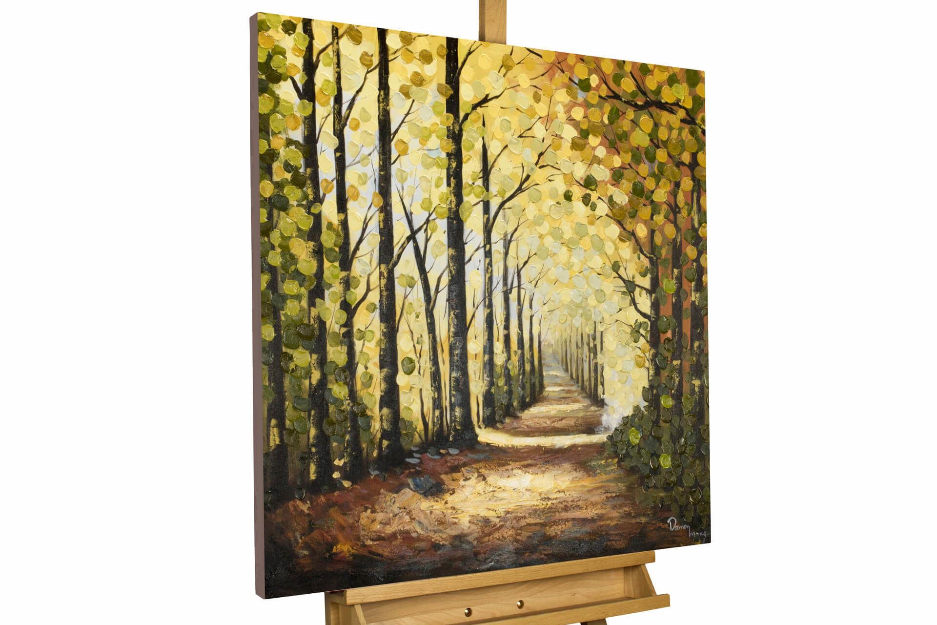 ACRYLBILD HANDGEMALT 80/80 cm - Braun/Grün, Holz/Textil (80/80cm) - KUNSTLOFT