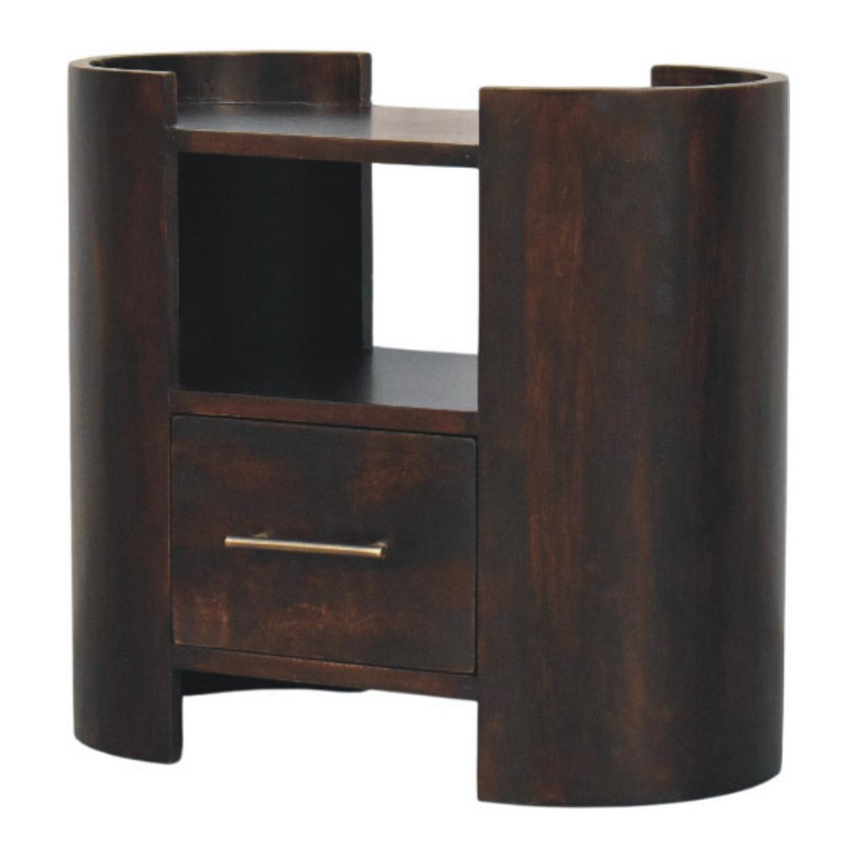 NACHTTISCH mit Samt-Mokka-Finish, 1 Schublade, 1 offene Ablage, dunkelbraun - Dunkelbraun, Holz (55/50/30cm) - Artisan Furniture