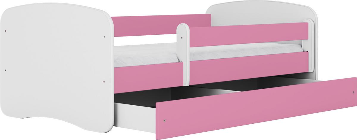 KINDERBETT Emily mit Schublade und Matratze, Rosa 70x140 cm - Weiß, Holzwerkstoff (140/70cm) - WFL GROUP