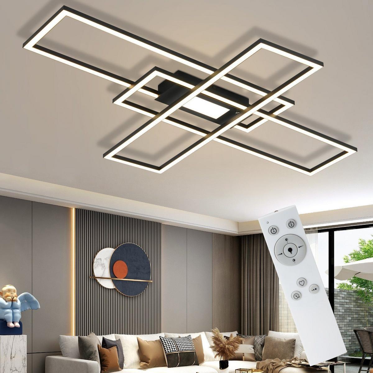 LED-DECKENLEUCHTE Lund 70/99/7cm - Schwarz, Metall (99/70/7cm) - Nettlife