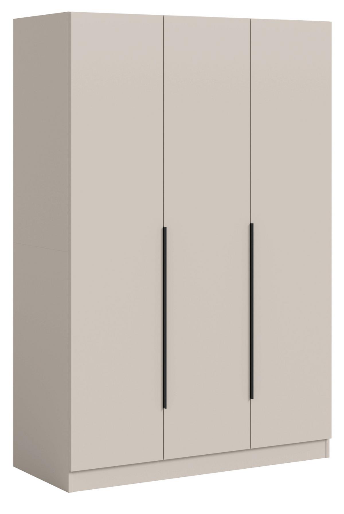 KLEIDERSCHRANK kaschmir 120 x 181 cm, Drehtürenschrank 3-türig - Kaschmir/Schwarz, Holzwerkstoff/Kunststoff (120/181/52cm) - Inn.Furn