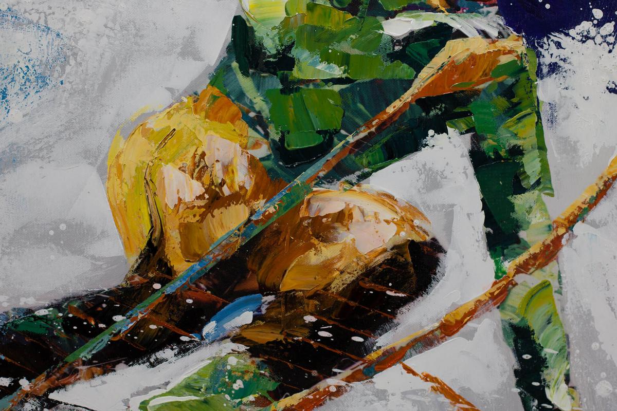 ACRYLBILD HANDGEMALT 90/60 cm - Blau/Weiß, Holz/Textil (90/60cm) - KUNSTLOFT