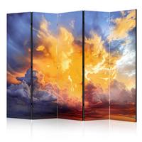 PARAVENT Akustik 5-tlg 225x172 cm Sonnenuntergang Wolken - Gelb, Holz/Textil (225/172/3cm) - Muralo