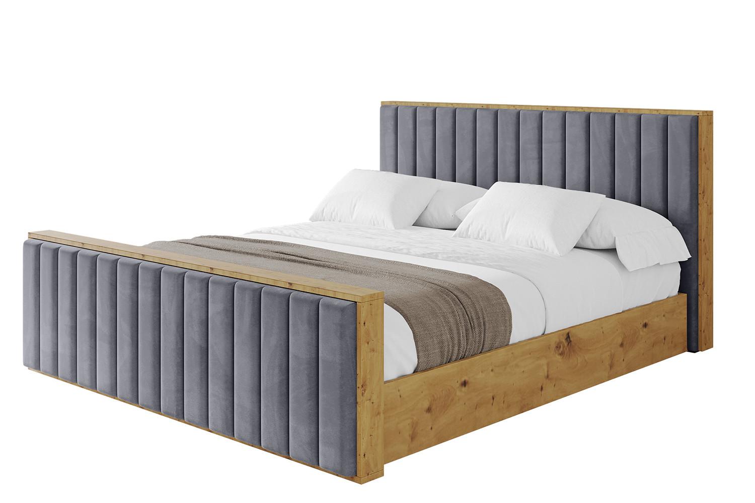 POLSTERBETT mit Bettkasten, Fußteil und Lattenrost, Boxbett ohne Matratze - ENZO4-Z 180x200 Dunkelgrau - Dunkelgrau, Holzwerkstoff/Textil (180/200cm) - ALTDECOR