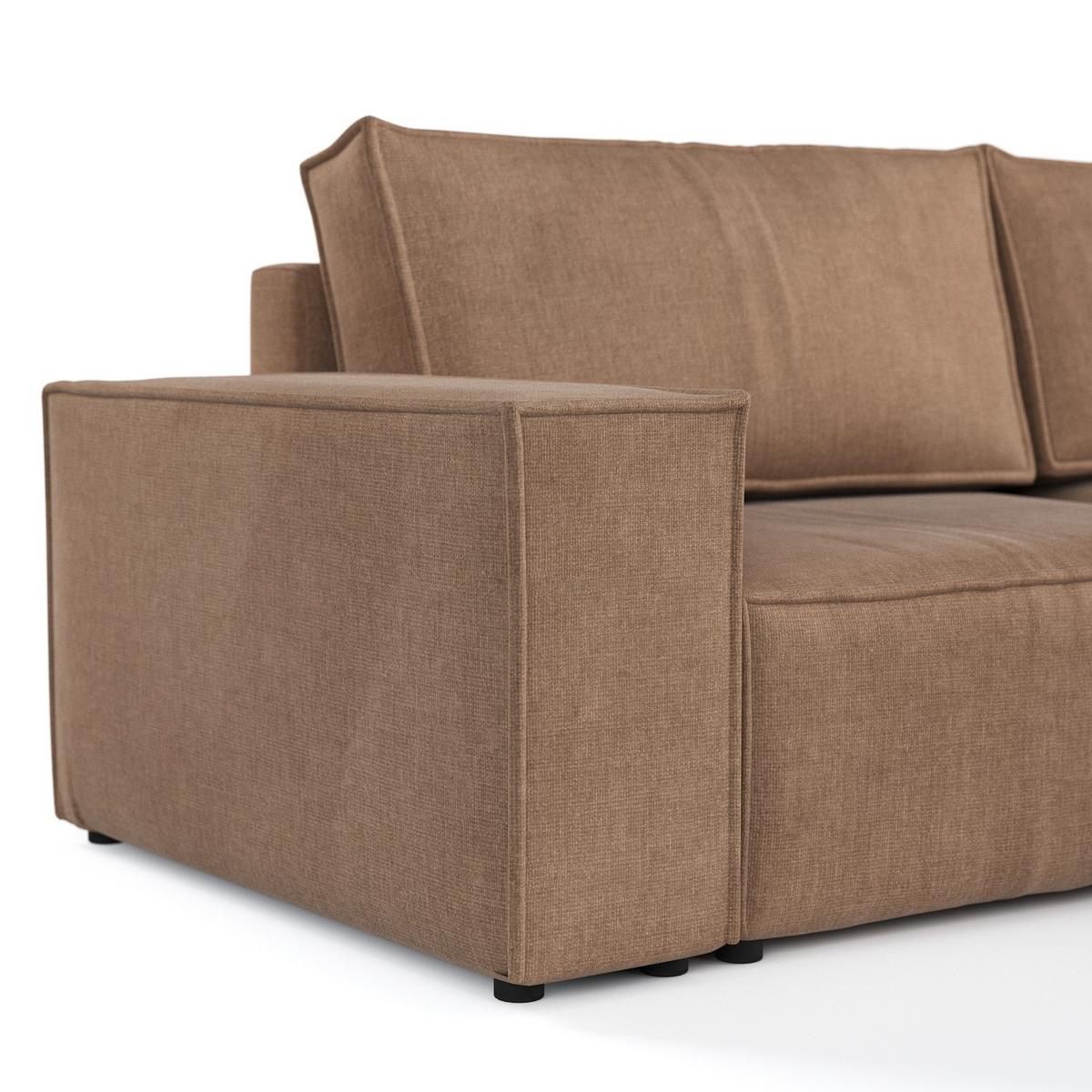 ECKSOFA CAVO mit Schlaffunktion Braun im Wind Stoff - Schwarz/Braun, Holz/Holzwerkstoff (255/148cm) - AltaBeds