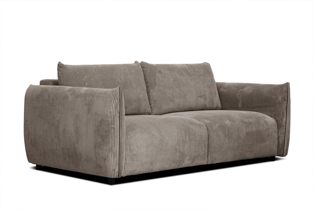 SOFA TAUER 3-Sitzer, taupe - Taupe/Schwarz, Holzwerkstoff/Kunststoff (112/84/206cm) - Wozimo