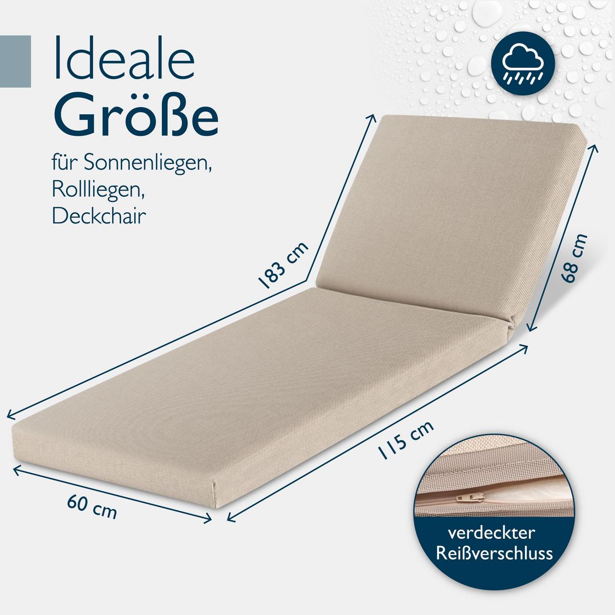ROLLLIEGENAUFLAGE QD-RL 190x60x5,5cm Beige (2tlg) - Beige, Textil (60/5/190cm) - Beautissu 