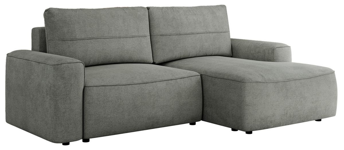 ECKSOFA BELLUNO L Grau Strukture - Rechts - Schwarz/Grau, Textil (233/144cm) - MKS