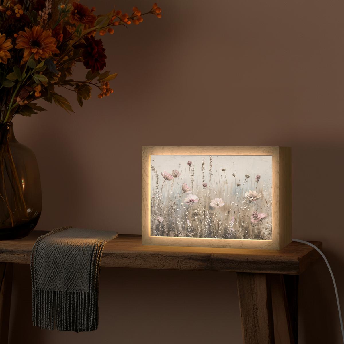TISCHLEUCHTE Blumen - Rosa - Modern - Beige 30x20 cm - Akaziefarben, Holzwerkstoff (8/30/20cm) - OnlyWow