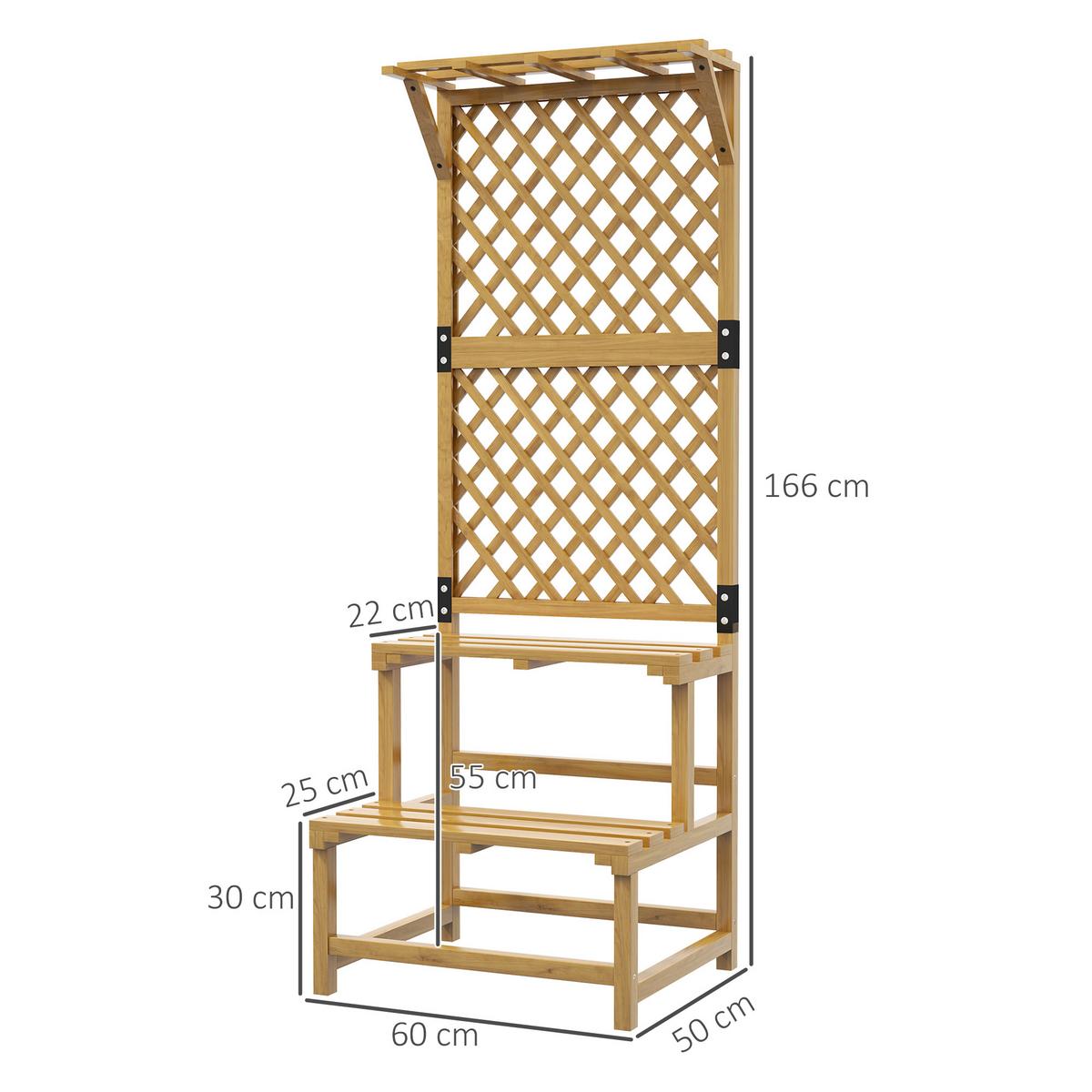 PFLANZENSTÄNDER Blumentreppe mit 2 Ebenen, Rankhilfe für Garten 60 x 50 x 166 cm - Gelb, Holz (50/166/60cm) - Outsunny