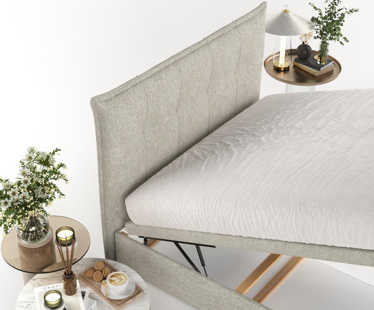 POLSTERBETT Liano mit Stauraum 120/200 cm Beige im Alta Stoff - Beige/Schwarz, Holz/Holzwerkstoff (120/200cm) - AltaBeds