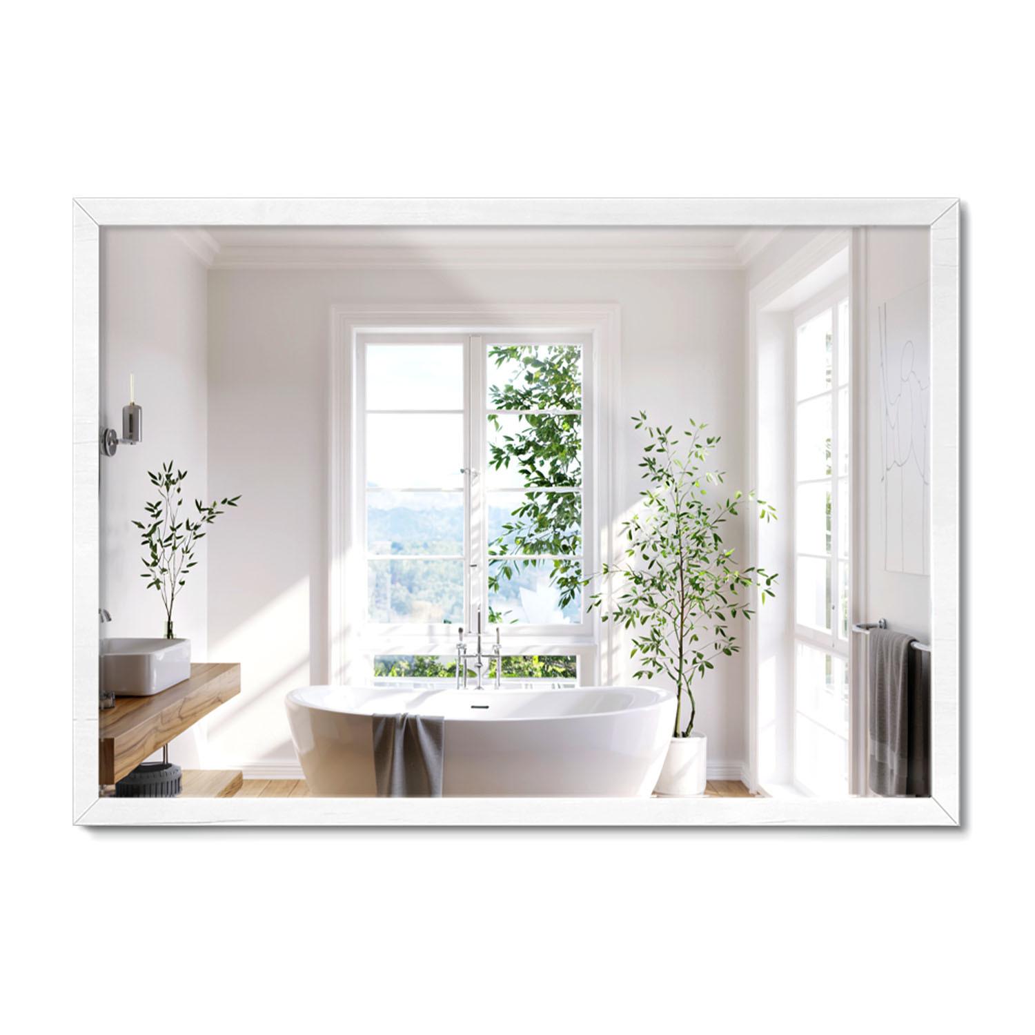 SPIEGEL 70x50cm Weißer Rahmen - Weiß, Glas (70/50/0.4cm) - Wallfluent