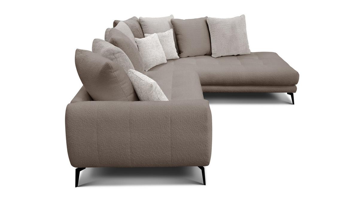 ECKSOFA CALME 5-Sitzer, beige und écru - Beige/Schwarz, Holz/Textil (294/229cm) - Wozimo